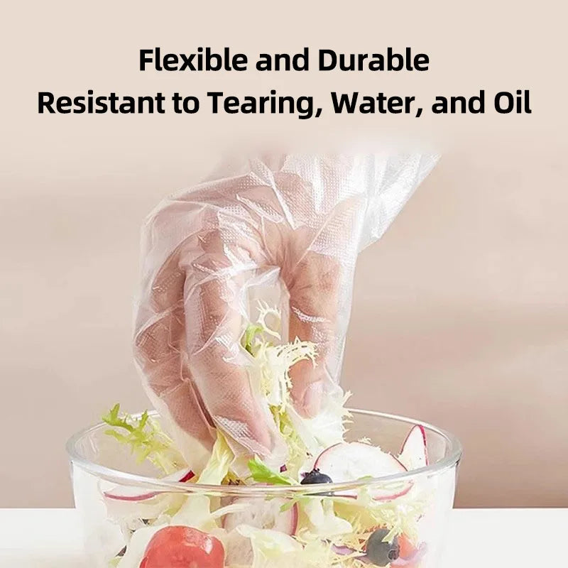 50/200Pcs Disposable PE Gloves Food Grade Transparent Plastic Gloves For Cooking Kitchen Restaurant Cleaning Household Food Safe