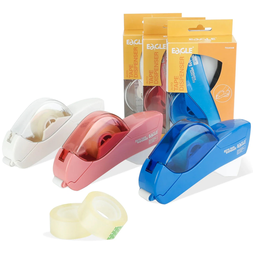 Auto Tape Dispenser Cutter With Tow Roll Tape Portable Stationery Hand Held Tape Holder For Wrapping Office Home School Supplies