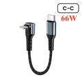 66W 6A Right Angle USB C Cable, Short USB C to USB C / USB A to USB C Braided Fast Charging Power Bank Cord 25CM 50CM for Travel