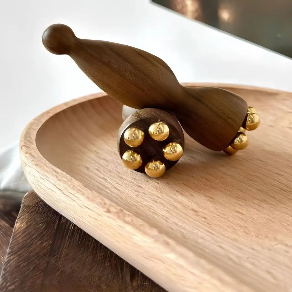 Hot Face Massage Tools Lotus Seedpod Beauty Brass & Rosewood Dark Circles Gua Sha Tool Eye Relaxation Meridians Acupoint Massage