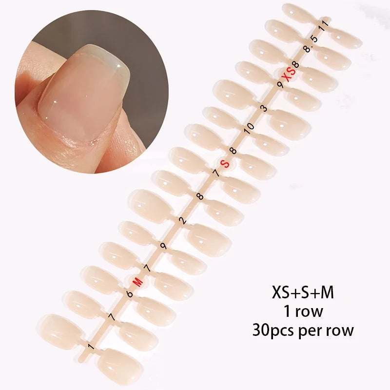 30Pcs Nude Color Fake Nail Fashion Press On Quick Extension Matte Wearable False Nails Natural Multi-Style Full Cover Nail Tips