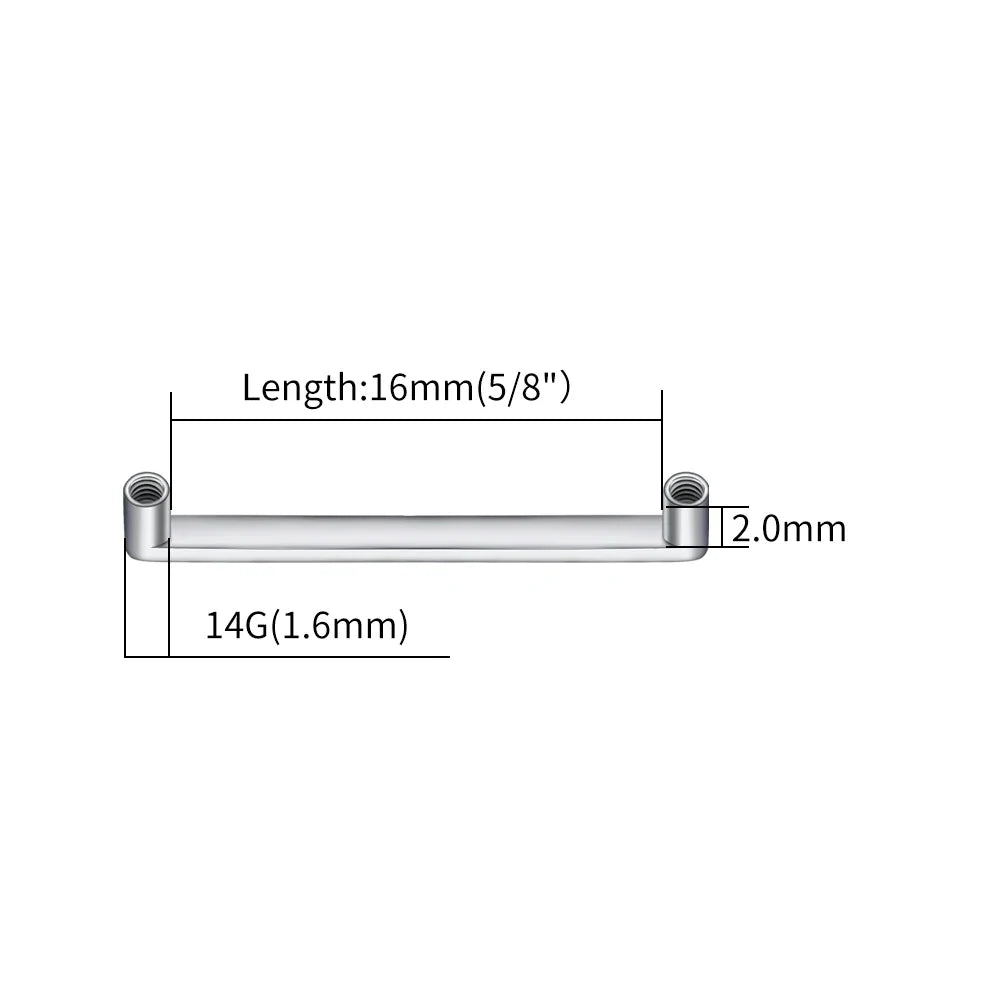 Right Grand ASTM F136 Titanium 14G Internally Threaded Surface Bar Base for Dermal Anchor Hide In Skin Piercing Jewelry