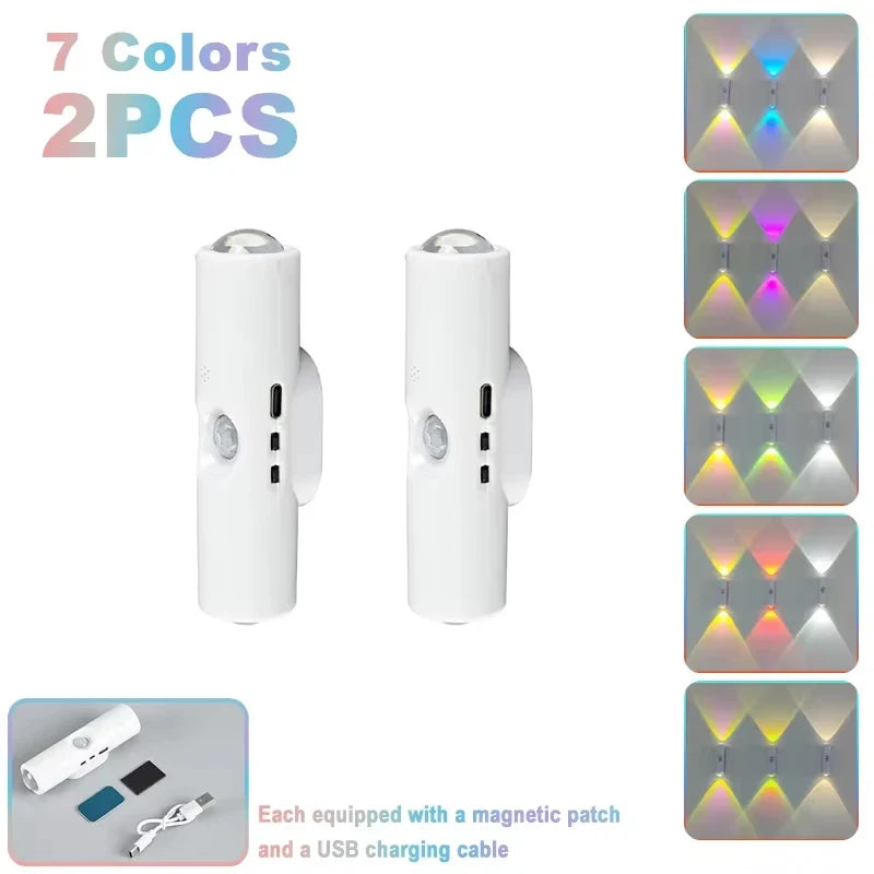 LED Motion Sensor Night Light, USB-C Rechargeable Adjustable Wall Light, Wireless Stick-On Lamp for Bedroom Hallway Closet