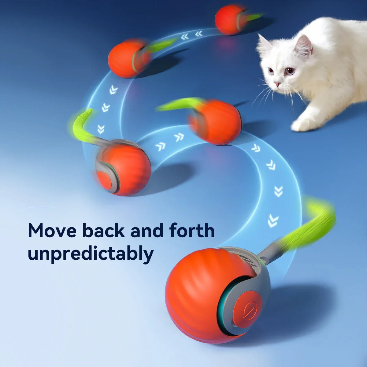 Intelligent Speedy Tail 2.0, Automatic Moving Cat Toy Ball with Tail, Smart Interactive Cat Toy Ball, Two Speed Adjustment