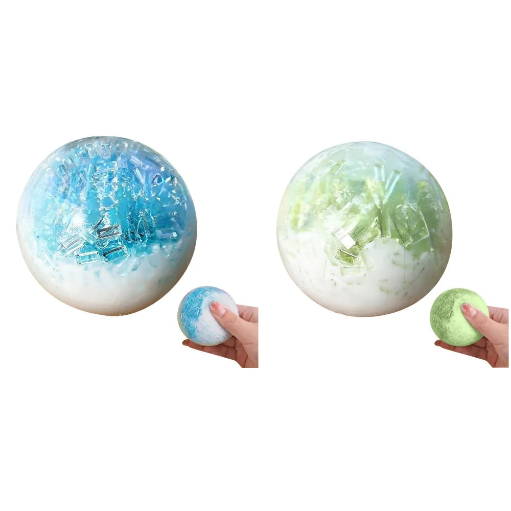 Soft Crushed Ice Squeeze Ball Toy TPR Shapeable Stress Relief Toy Crystal Ice Cracked Sensory Fidget Toy For Stress Anxiety