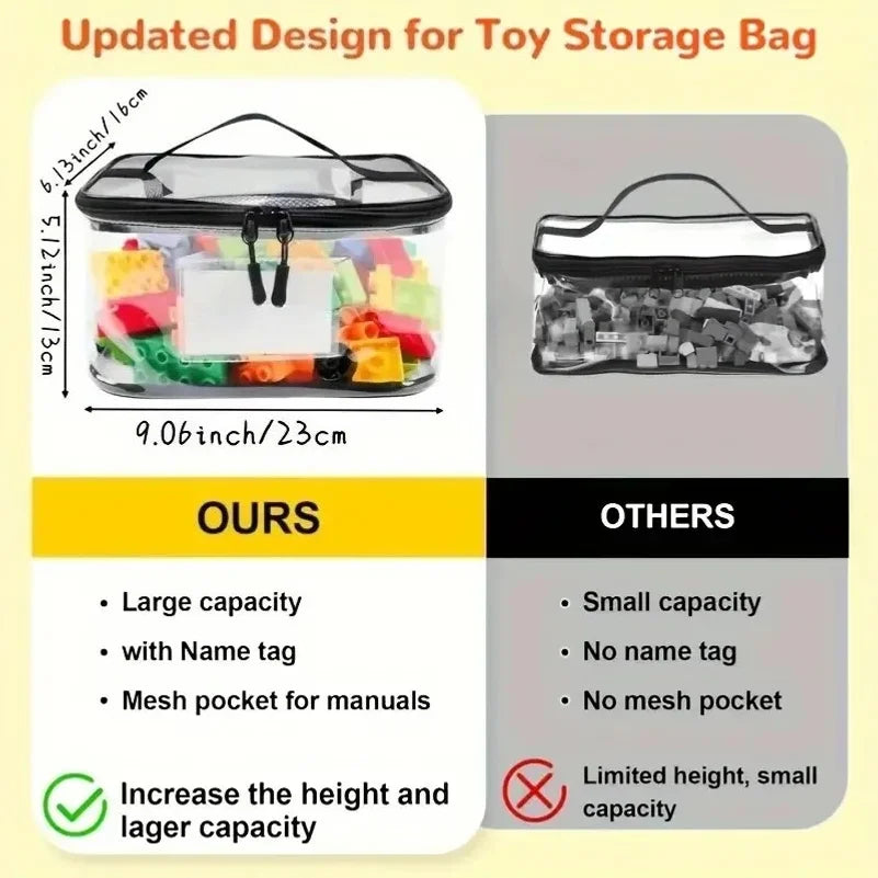 Transparent Mesh Zipper Toy Storage Bag - Large Capacity Puzzle and Block Organizer, Ideal for Toy and Building Block Storage So