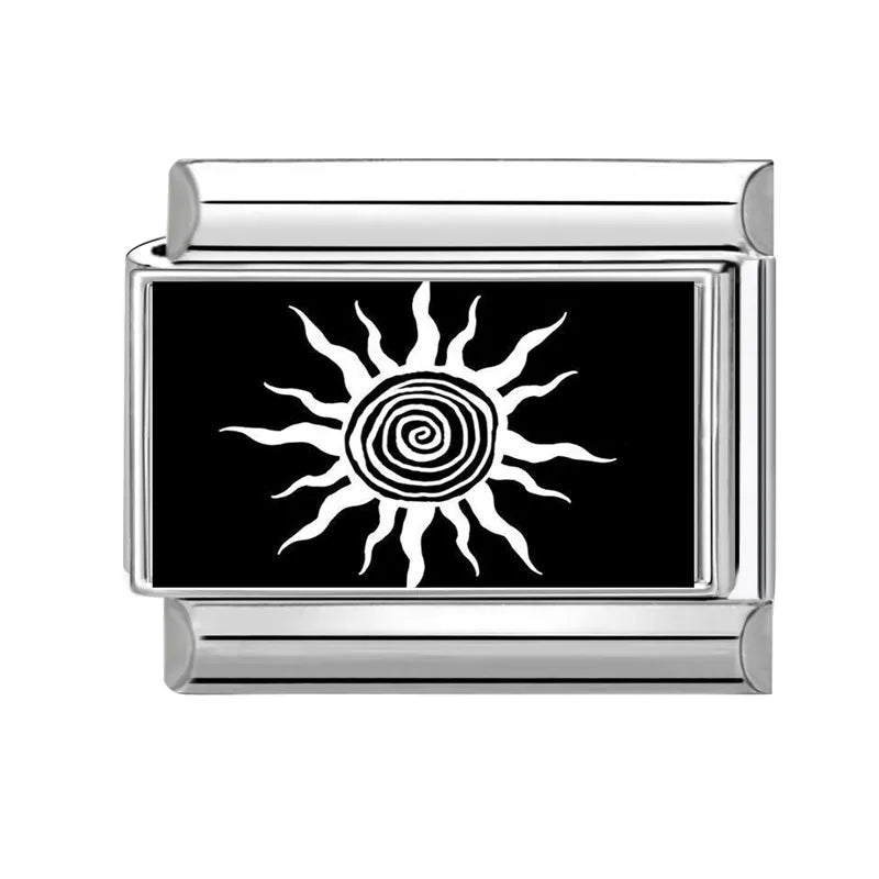 Y2K Red Flowers Moon Black Heart Eyes Star Sun Cat Italian Charm Fit 9mm Stainless Steel Women Fashion Bracelet DIY Jewelry Gift