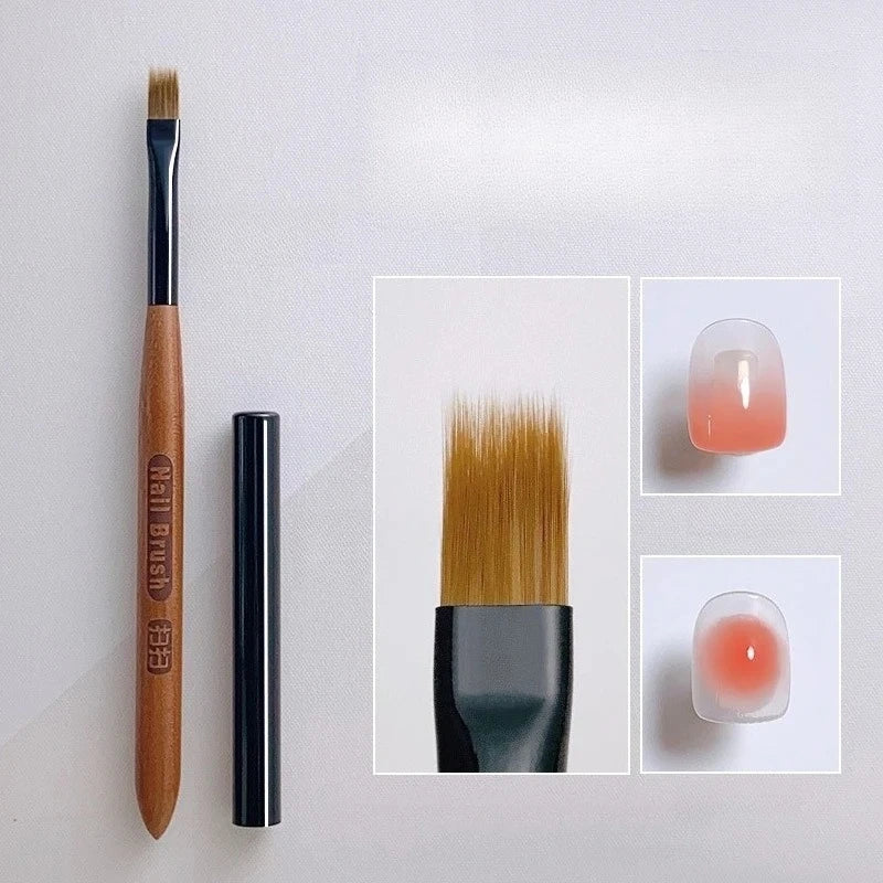 Wooden Gradient Nail Art Brush Acrylic Nail Ombre Pen DIY UV Gel Brushes Drawing Flowers Nails Brush Manicure Tools for Salon