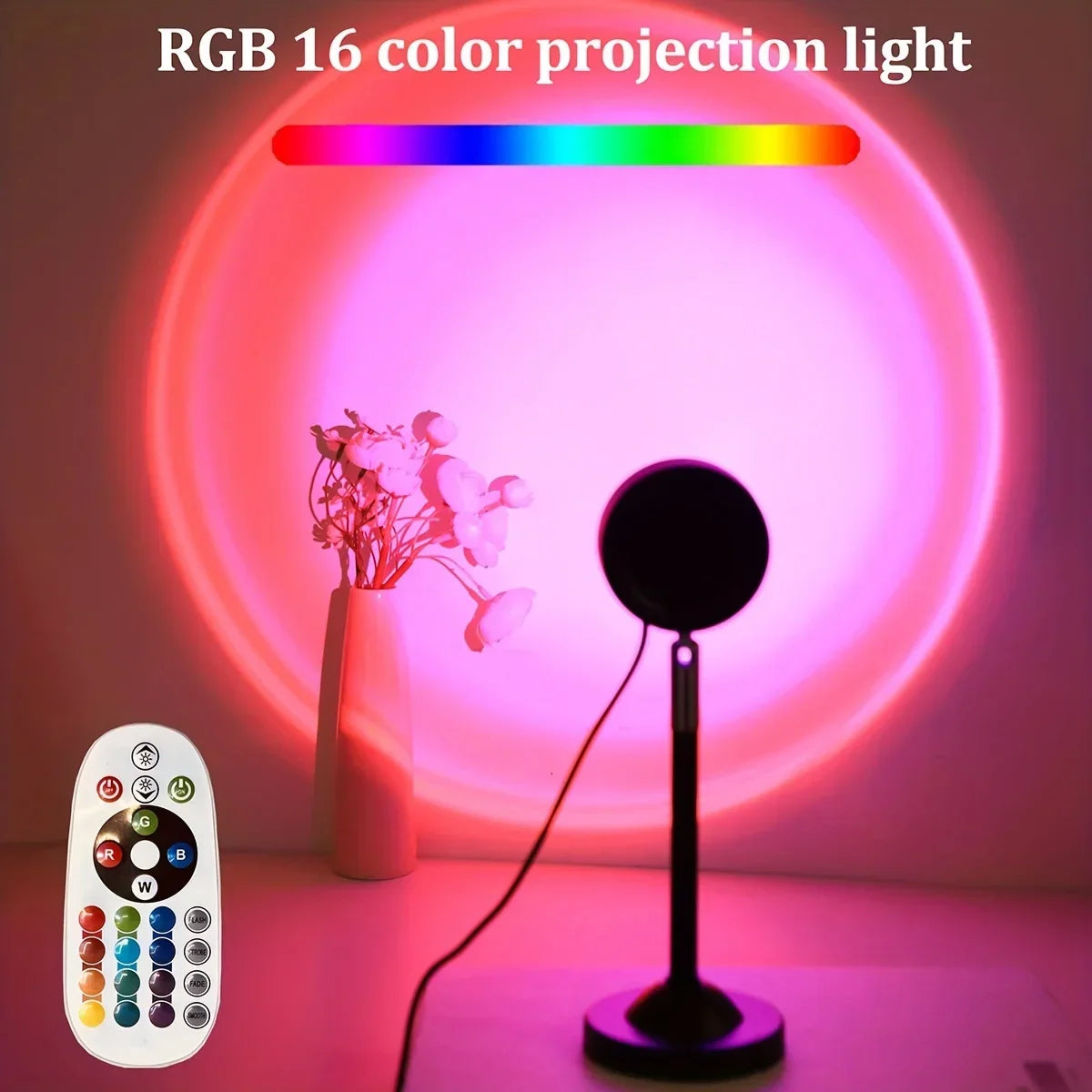 Sunset Projection Light Remote Control 16 Color Atmosphere Night Light for Bedroom Decoration Background Wall Photography Props