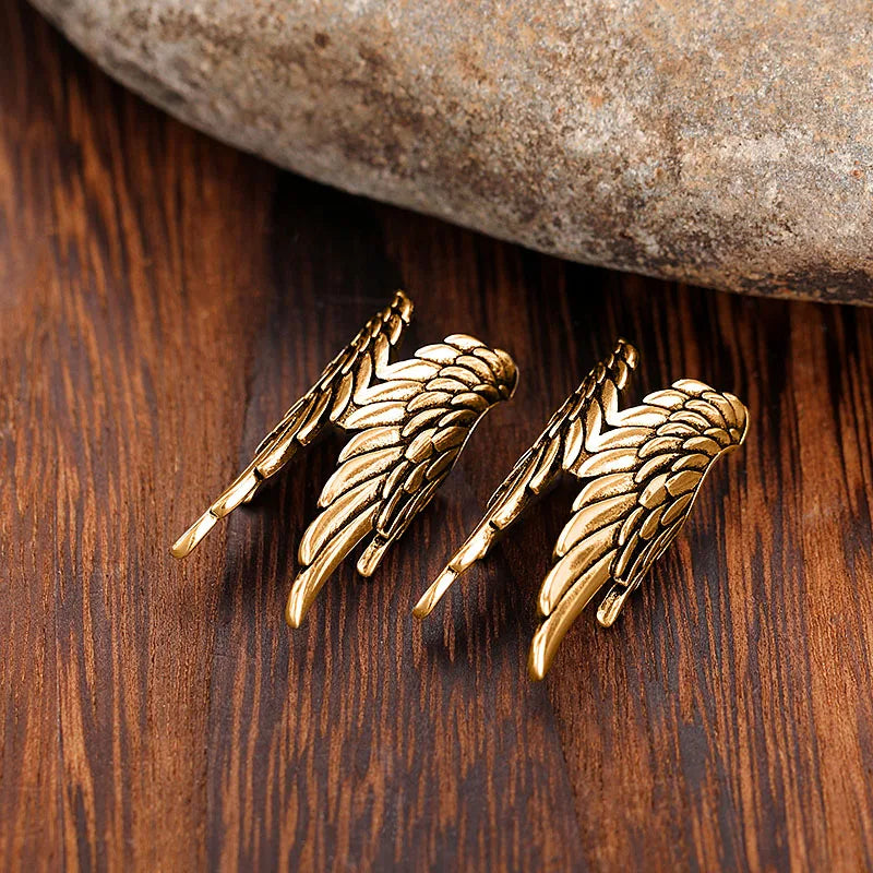 Huitan Personality Wing Clip Earrings for Women Non-piercing Ear Cuffs Hip Hop Lady Accessories Unique Gift Statement Jewelry
