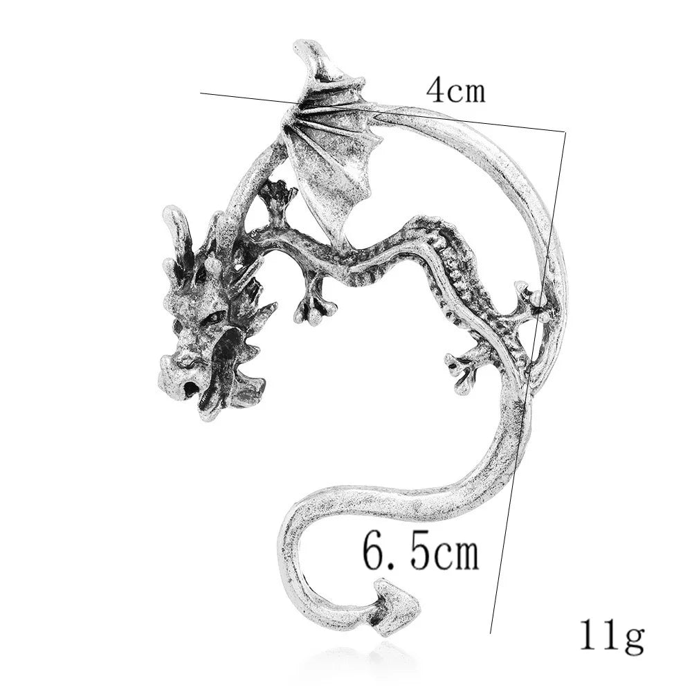 European And American Exaggerated Ear Ornaments, Gothic Punk Dark Style, Retro Dragon-Sleeved Ear Rings