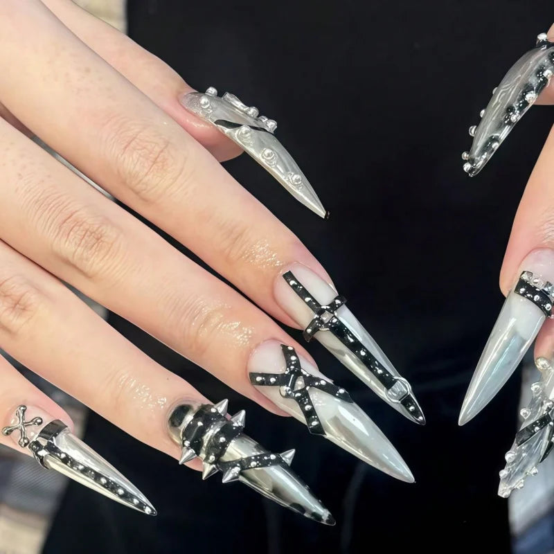 Punk Style Belt Chain Rivet Nail Art Mold Cool Trendy Girl Wearables Silicone Mold for 3D Nail Decoration