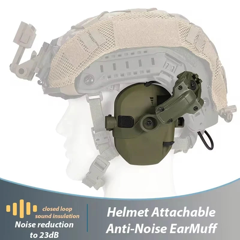 Active Helmet Mounted Earmuffs For Shooting Electronic Hearing Protection Ear Protect Noise Reduction Active Hunting Headphone