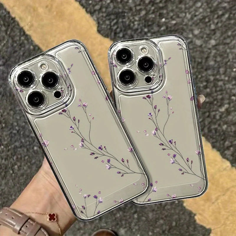 INS Vine Flower Transparent Phone Case For iPhone 14 15 16 Plus Pro 11 12 13 Pro Max X XR XS 7 8 SE 16E Clear Soft Fundas Cases