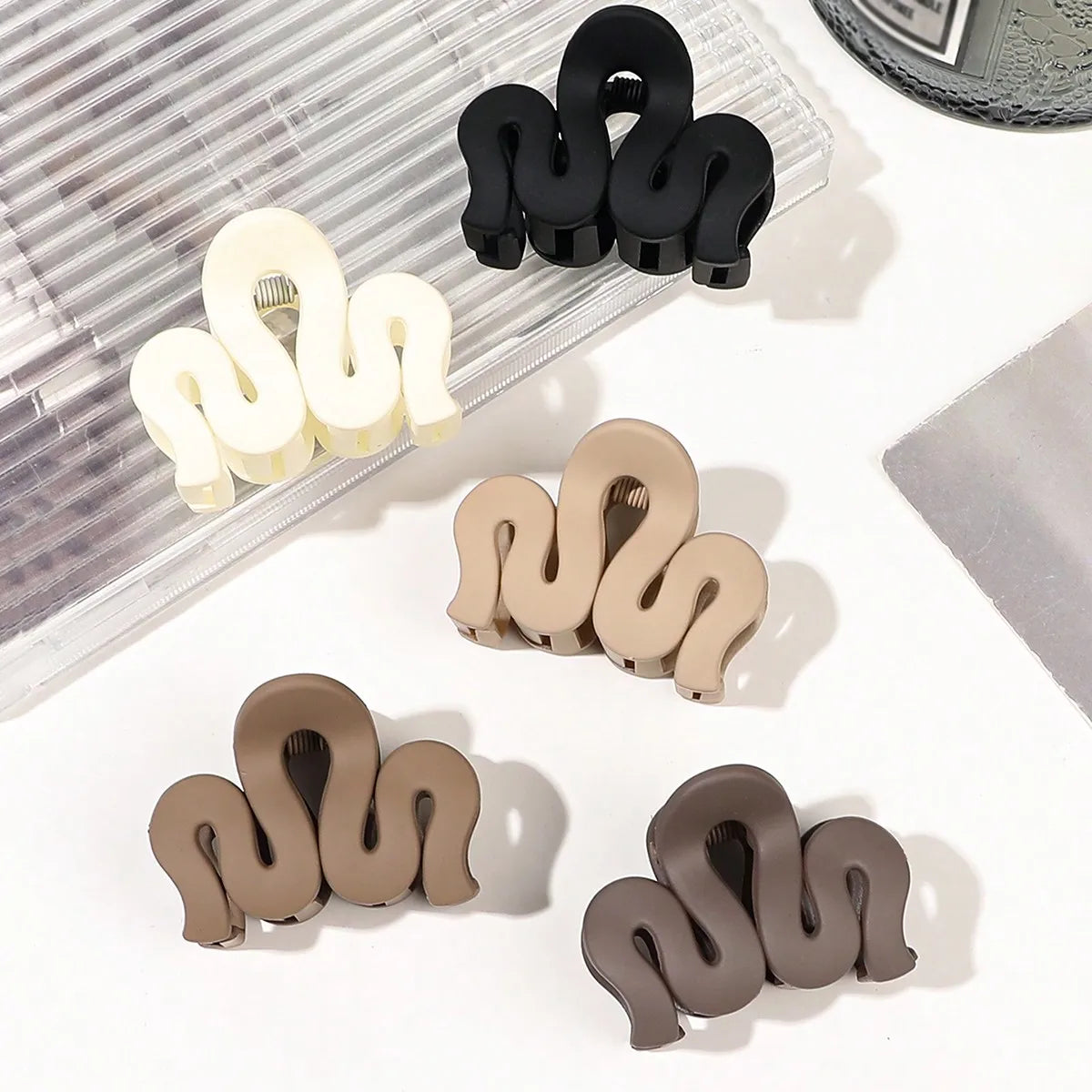 5Pcs Multistyle Small Flower Hair Claw Clips for Women Girl Rectangle Jaw Clip Hair Accessory Semicircle Barrettes for Thin Hair