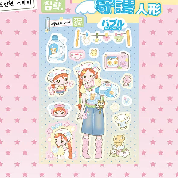 Cute Cartoon Girl Stickers Korea Anime Character Stickers Hand Account Phone Case Planner Diary Scrapbook DIY Decorative Sticker