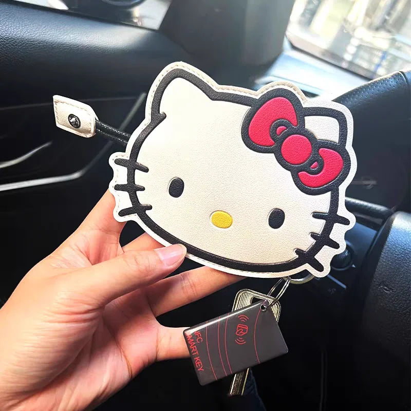 Sanrio PU Leather Creative Girl's Gift Hello Kitty Key Bag Pull Out Cartoon Cute Used for Electric Vehicle Car Key Storage Bag