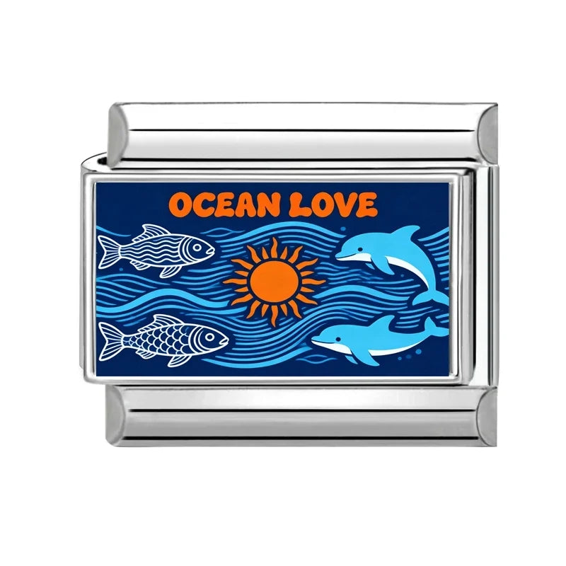9mm Original Design Dream Transport the Stars Moon Seabeach Ships Stainless Steel Charm Italian Bracelet Link Making DIY Jewelry
