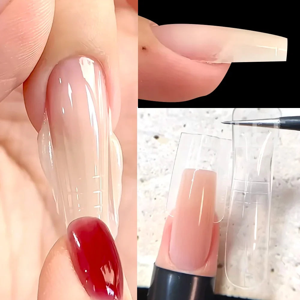 SWEET TREND-Sandwich Dual Nail Forms 15 Size 60pcs Oval Extension Dual Form Top/Bottom Nail Forms DIY Manicure Extensions Tool