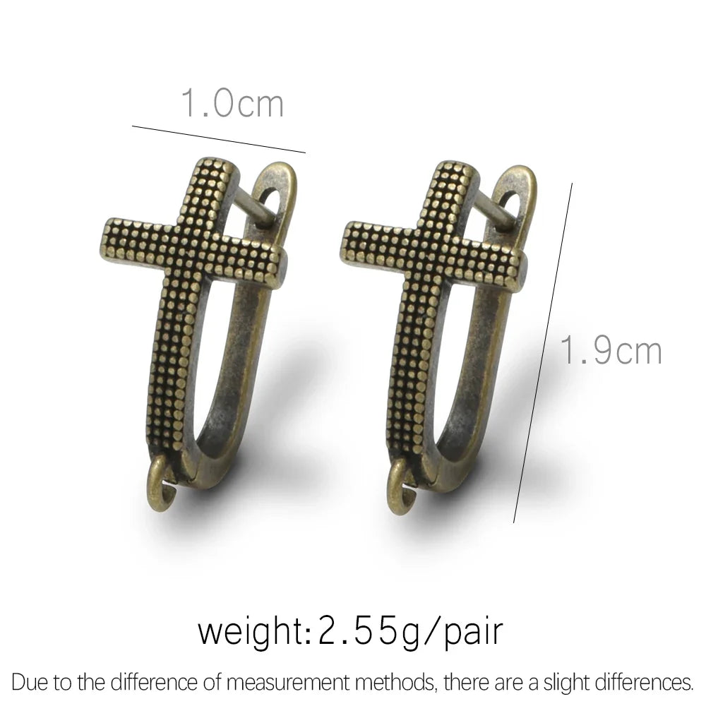 1 Pair NEW Cross Antique Bronze Brass Earring Clasps Hooks Accessories For DIY Woman Earring  Jewelry Making Supplies