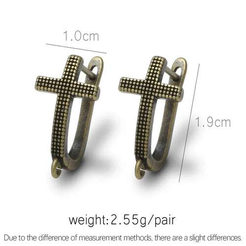 1 Pair NEW Cross Antique Bronze Brass Earring Clasps Hooks Accessories For DIY Woman Earring  Jewelry Making Supplies
