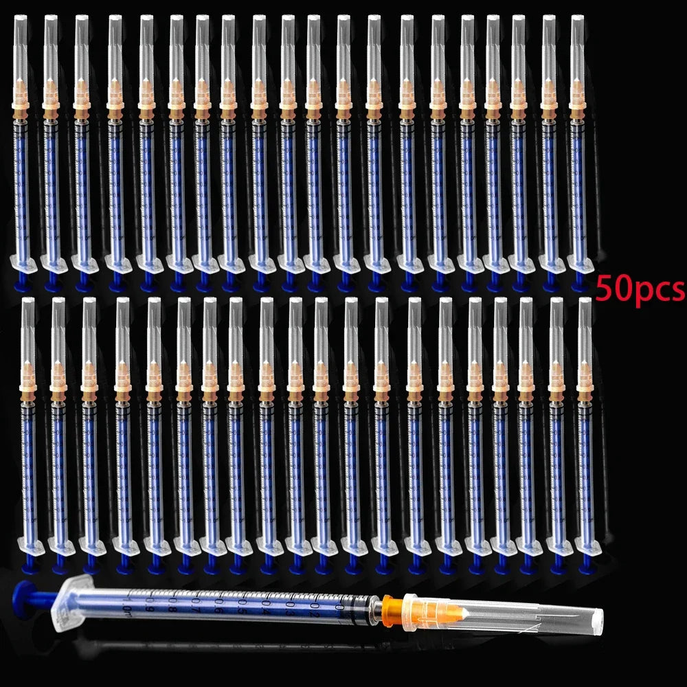 1Ml/Cc Disposable Lab Syringe with 1" Needle, 50/100Pcs Individually Sealed Package