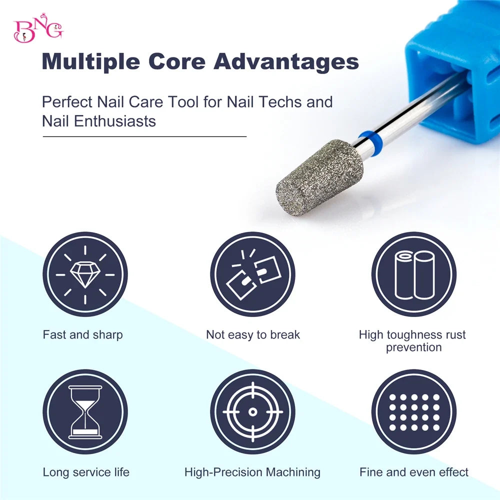 BNG 3Pcs Nail Drill Bit Nail Polishing Head Tapered Barrel Nail File Drill Bit Cuticle Cleaner Burr Tool For Nail Polishing Kit