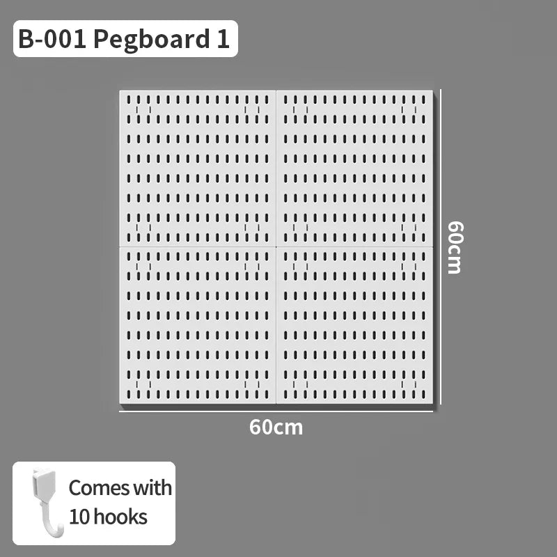 Study Room Pegboard with Shelves Tool Free Wall Grid Scratch Proof Easy to Install for Computer Desk Accessories