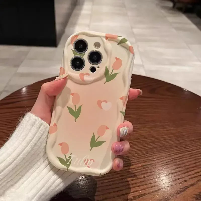 Phone Case for OPPO Realme C53 C55 C11 2021 C33 C31 C35 C21Y C25Y C20 C21 C12 C15 C25 C30 C30S C25S 5 5i 5s 6i Flower Wavy Cover