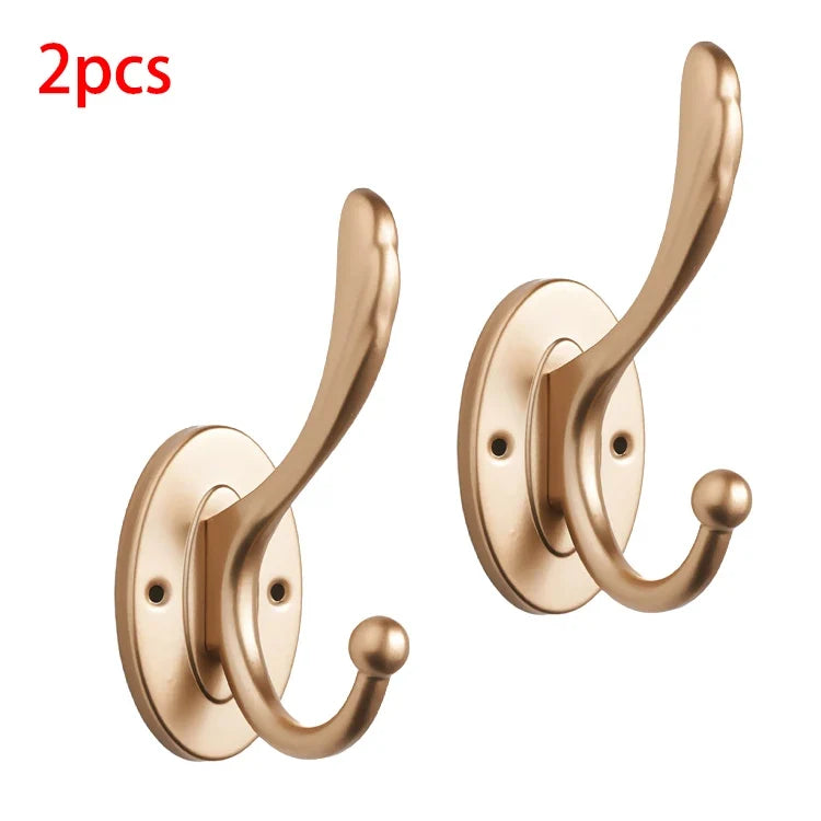 2/4pcs metal wall hooks, wall-mounted aluminum material hooks - Easy to install, adhesive type, suitable for clothes, hats.