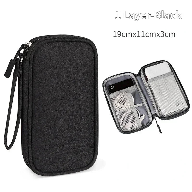 Multi-layer Digital Accessory Storage Bag Dust Proof Power Supply Hard Disk Protective Cover Power Bank Data Cable Storage Bag