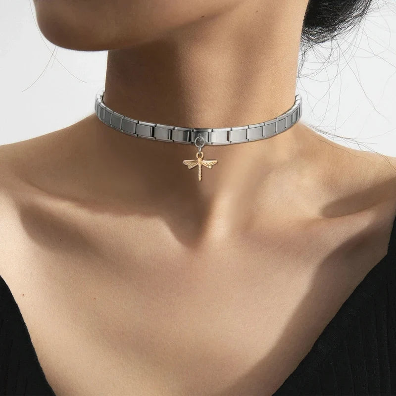 Y2K Romantic Heart Eyes Star Bow Knot Butterfly Zircon Charm Italian Links Fit 9mm Bracelet Stainless Steel Making DIY Jewelry