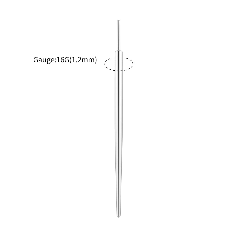 Right Grand ASTM F136 Titanium Threadless Labret Insertion Pin Self Piercing Taper Guide Needle Tool for 14/16G Push Back Post