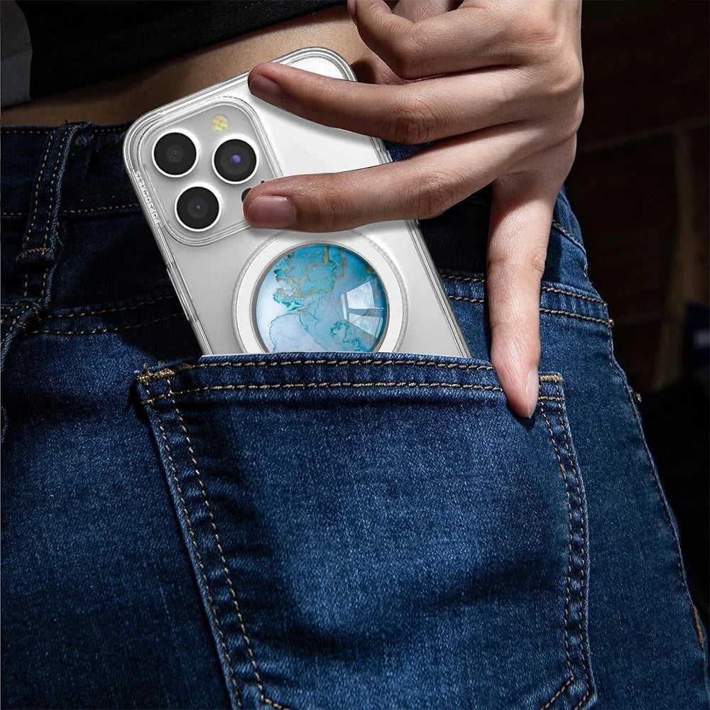For Magsafe Cellphone Grip Socket, Stylish Foldable Magnetic Phone Holder Stand, For iPhone 17 16 15 14 13 12, For Samsung Serie