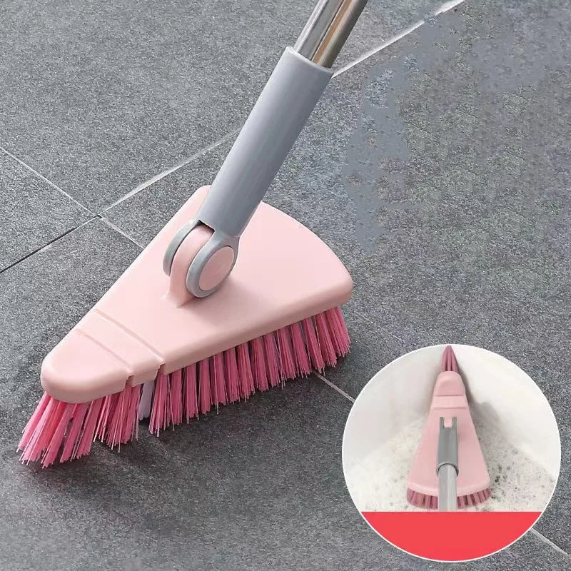 A Long Handled Hard Bristled Triangular Floor Brush, Bathroom Tile Gap Cleaning Brush