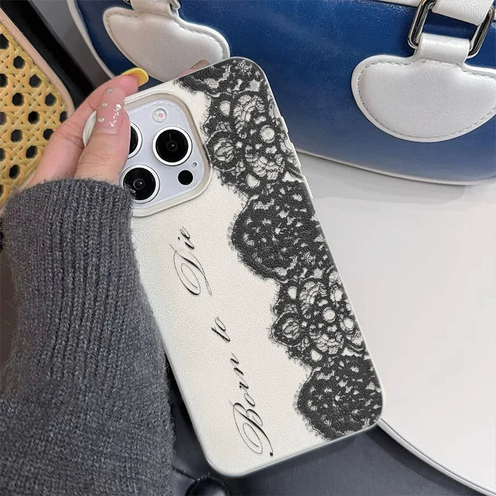 Shockproof Lace Phone Case for iPhone 17 16 15 14 13 12 11 Plus Pro Max Luxury Floral Print Phone Cover Funda Capa Coque