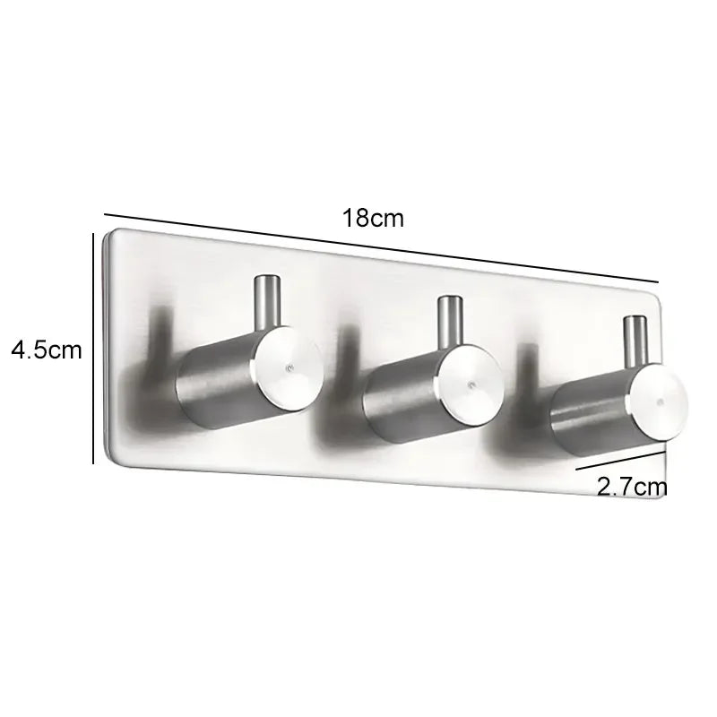 Stainless Steel Modern Style Adhesive Hooks for Bathroom Room Kitchen Clothes Hats Clutter Storage
