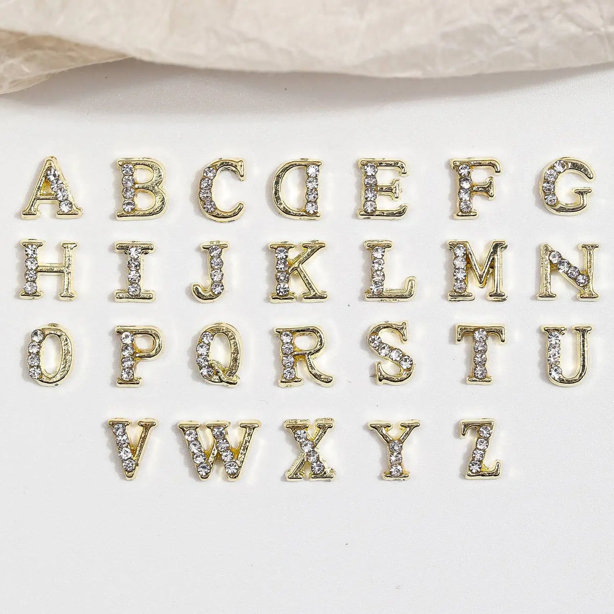 26Pcs Silver Rhinestone Alphabet Nail Charms Set-A-Z Letters Nail Gems,Custom Name Initial Nail Art Decorations for DIY Nail