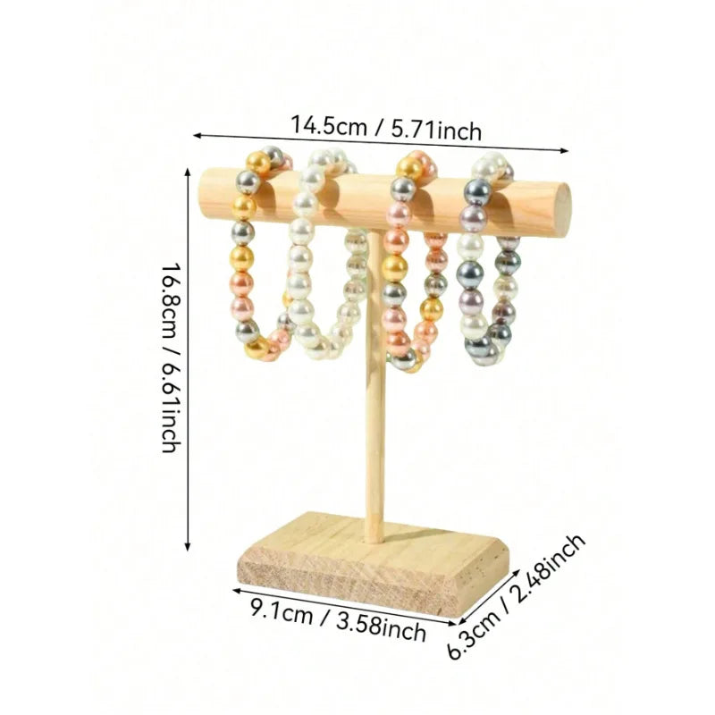Solid Wood Jewelry Display Stand - Multi-Functional Display Rack for Bracelets, Necklaces, Hair Bands
