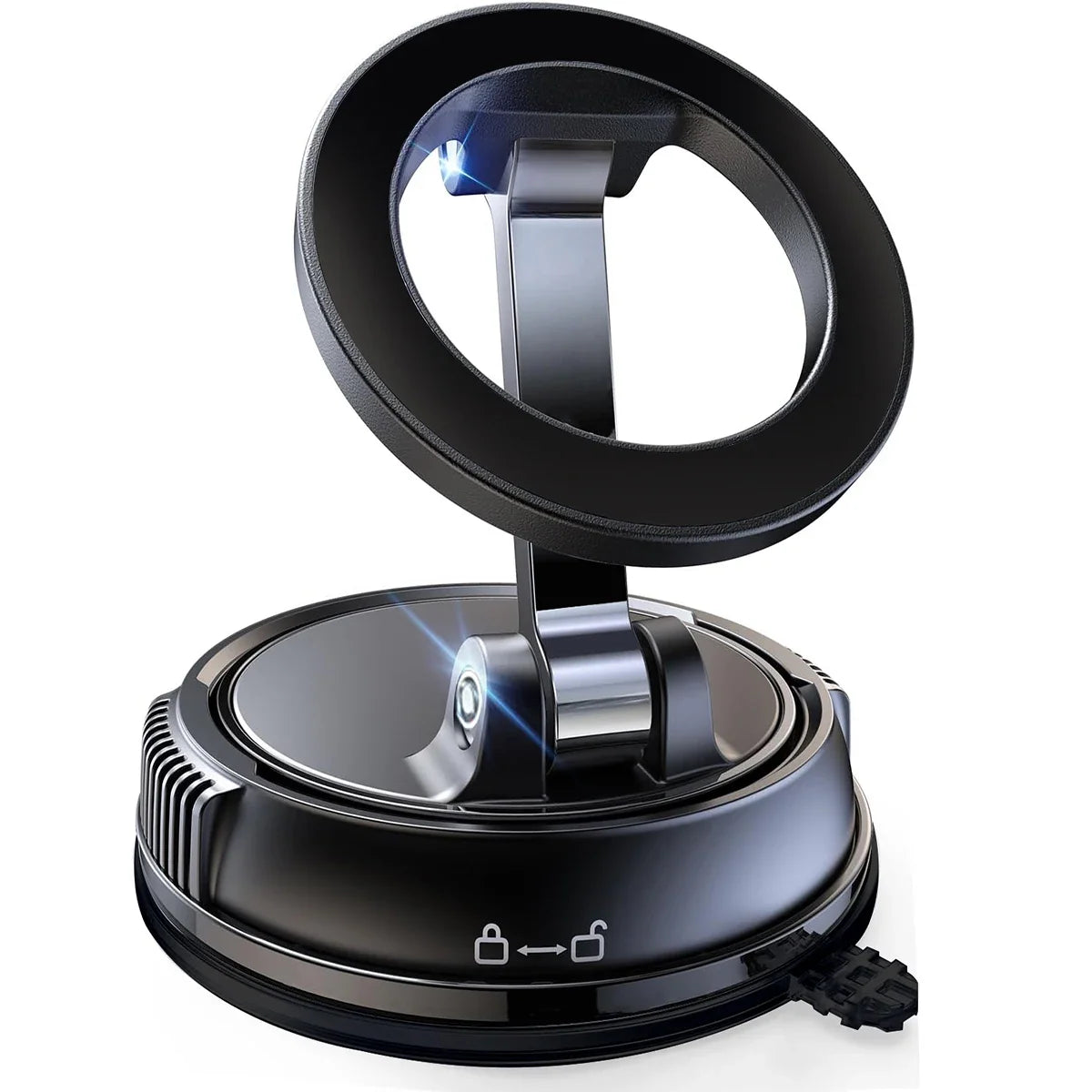 360° Adjustable Magnetic Vacuum Suction Cup Phone Mount for MagSafe Pocket-Size Foldable for Mirrors Cars Gyms Smooth Surface