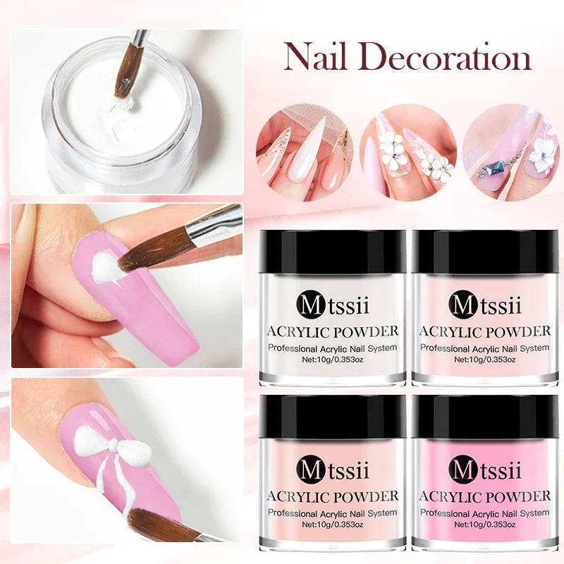 10ml Acrylic Powder White Clear Pink Nude Acrylic Nail French Manicure Powder for Acrylic Nail Extension&Carving Nail Art Powder