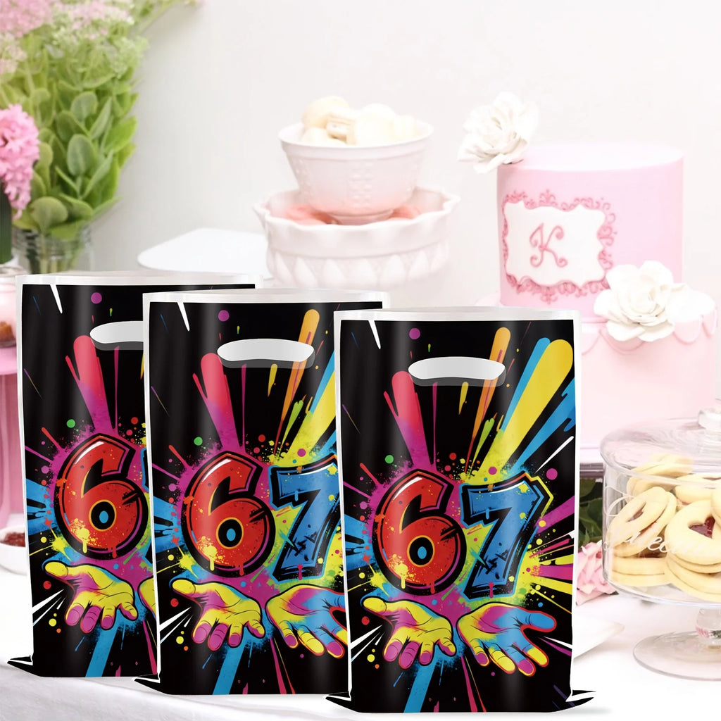 Gift For Her/Him 50/20pcs Colorful 67 Theme Party Gift Bags,Treat Bag with Handle, for Birthday Holiday Party Favor Supplies