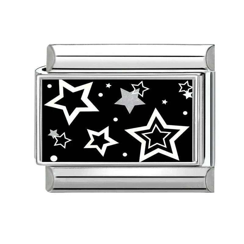 Y2K Red Flowers Moon Black Heart Eyes Star Sun Cat Italian Charm Fit 9mm Stainless Steel Women Fashion Bracelet DIY Jewelry Gift