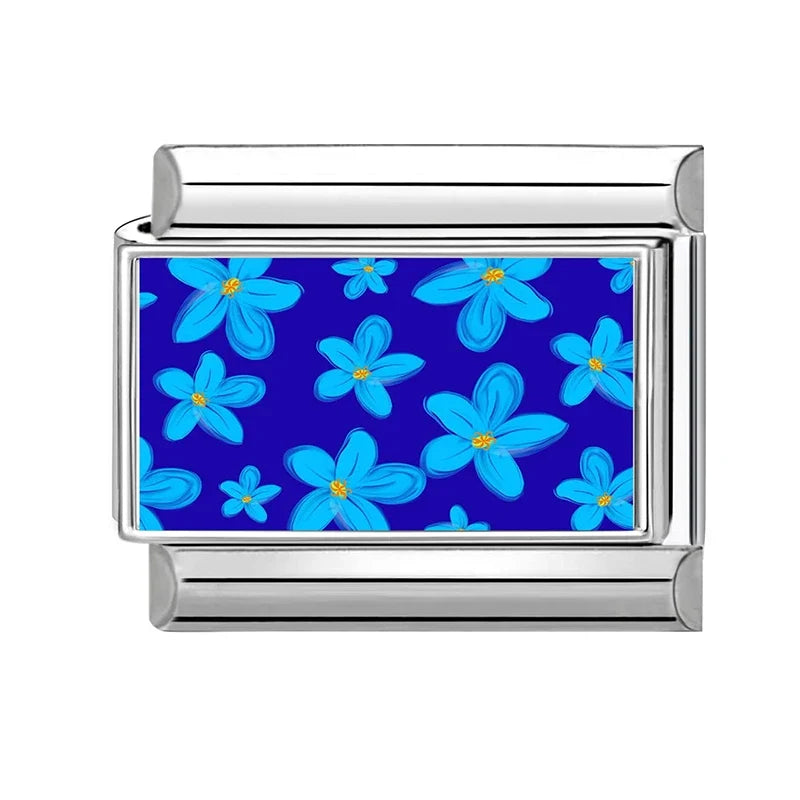 Fashion Colored Color Charms Flowers Lycoris Radiata Italian Link Fit 9mm Stainless Steel Bracelet Jewelry Making DIY Gift