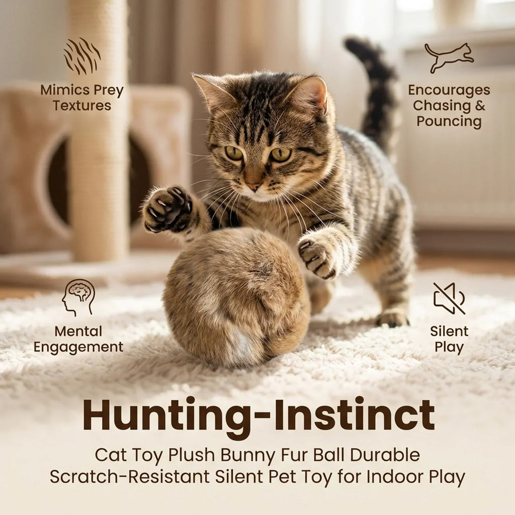 1/2/3/6Pcs Rabbit Fur Catnip Toy Balls Bite Resistant Interactive Chasing Plush Balls Self Play Stress Relief Kitten Toy 2026
