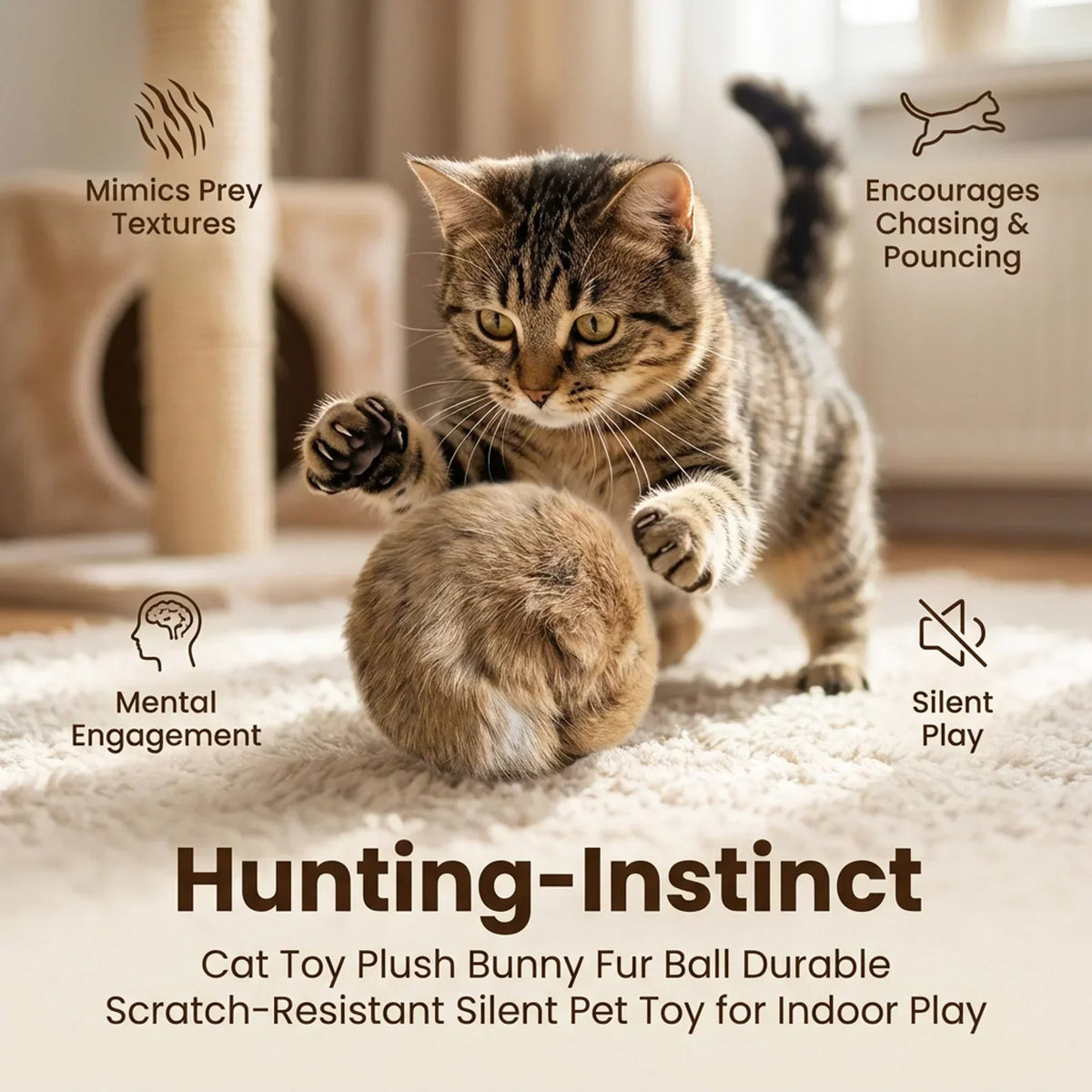 1/2/3/6Pcs Rabbit Fur Catnip Toy Balls Bite Resistant Interactive Chasing Plush Balls Self Play Stress Relief Kitten Toy 2026