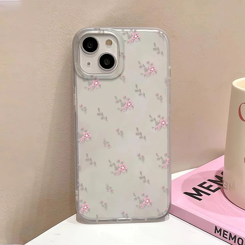Luxury Silicone Phone Case For iPhone 15 Pro Fundas iPhone 13 11 16 Pro Max 12 Mini 14 Plus 11pro 13pro Shockproof Flowers Cover