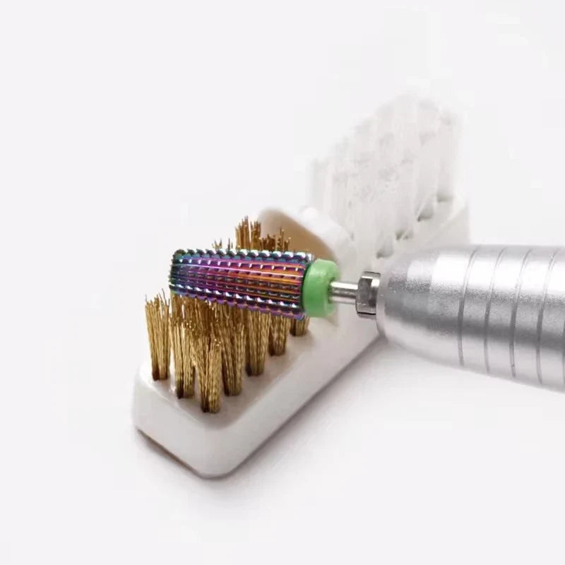 1pcs Electric Nail Grinding Head Cleaning Brush Portable Manicure Drills Bits Cleanser Dual Copper Wire Brush Clean Tools