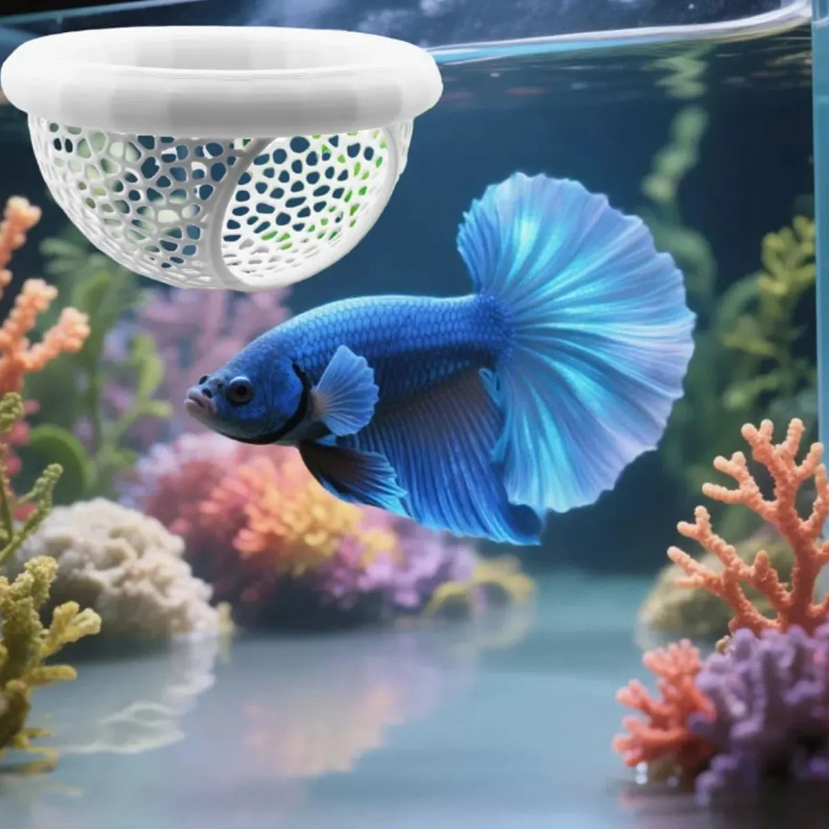 Betta Fish Floating Bed & Breeding Cave  Soft Mesh Aquarium Hideout for Rest, Spawning & Stress Relief