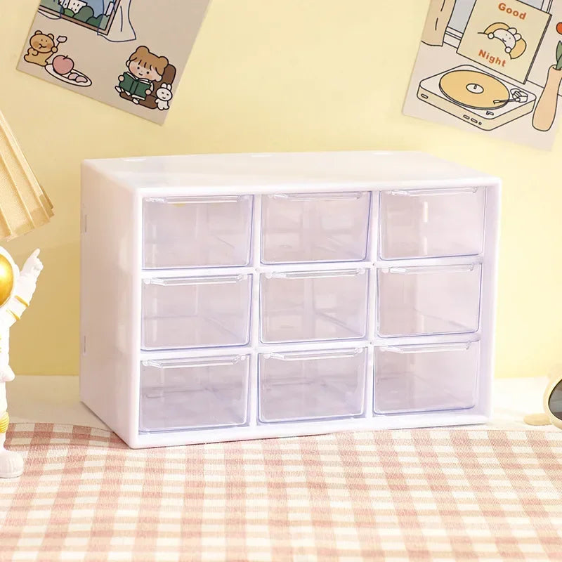 Desktop 9 Grid Office Drawers Box Small Piece Organizer Transparent Partitioned Student Desk Wall-mounted Sundries Drawer